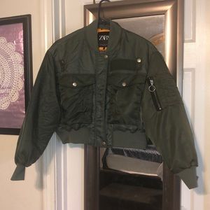 Zara Green Bomber Jacket